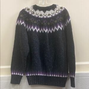 Agenda large Black and Purple Crewneck Sweater with Nordic Design